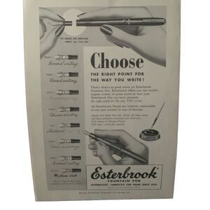 Vintage 1952 Esterbrook Fountain Pen Choose Ad Advertisement